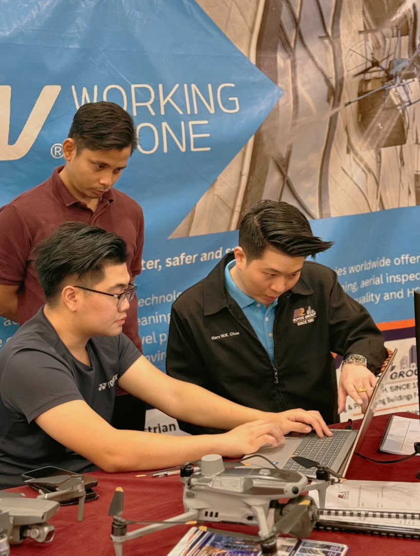 Reviewing drone data during the KTV Working Drone Malaysia technology demonstration